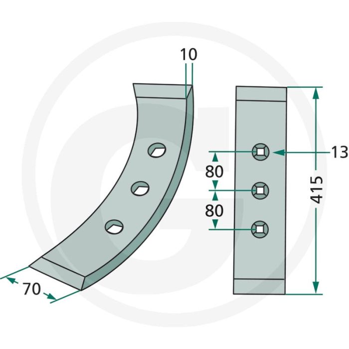 Ciseaux frontaux droits - dimensions : 415 x 70 x 10 mm
