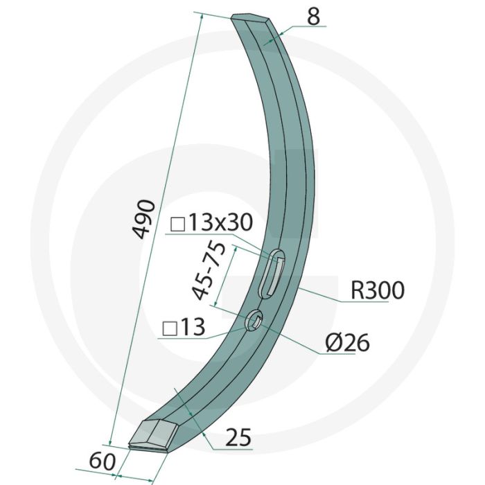 Heavy duty beitel, smal met hardgesoldeerde hardmetalen slijtplaat - afmetingen: 60 x 490 mm Heavy duty beitel, smal met hardgesoldeerde hardmetalen slijtplaat - afmetingen: 60 x 490 mm