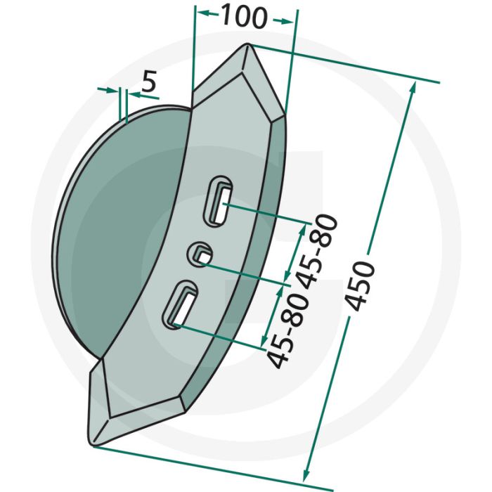 Hoekbeitel vario 450x100x12mm met 3 gaten