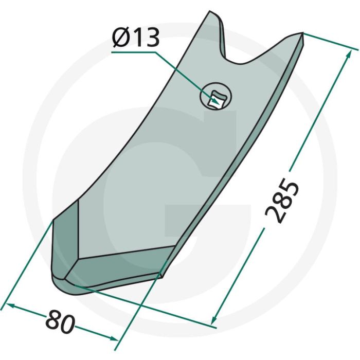 Schaarpunt onderzijde gecoat 80 x 14 mm - köckerling trio/quadro/vector