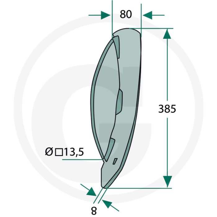 Rister, rand rechts gedraaid, met beugel - werkbreedte 80mm