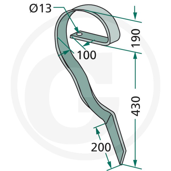 Sleeptand rechts - afmetingen: 60 x 10 mm