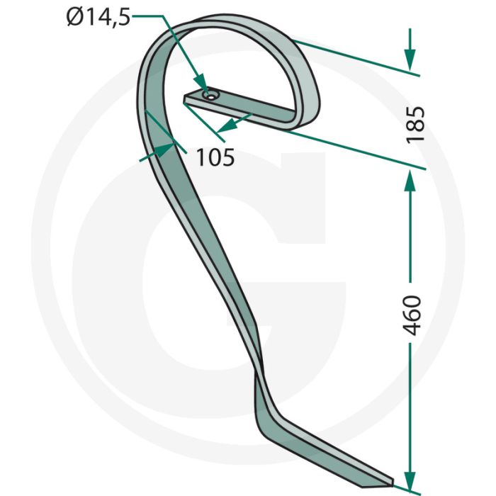Dents traînantes à droite - dimensions : 70 x 12 mm