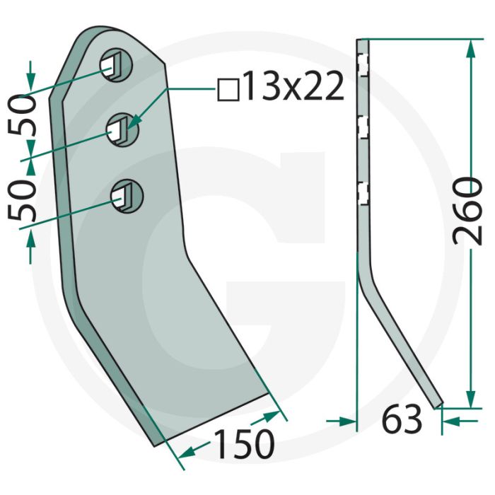 Levelboard slijtplaat, gekant - afmetingen: 150 x 260 x 8 mm
