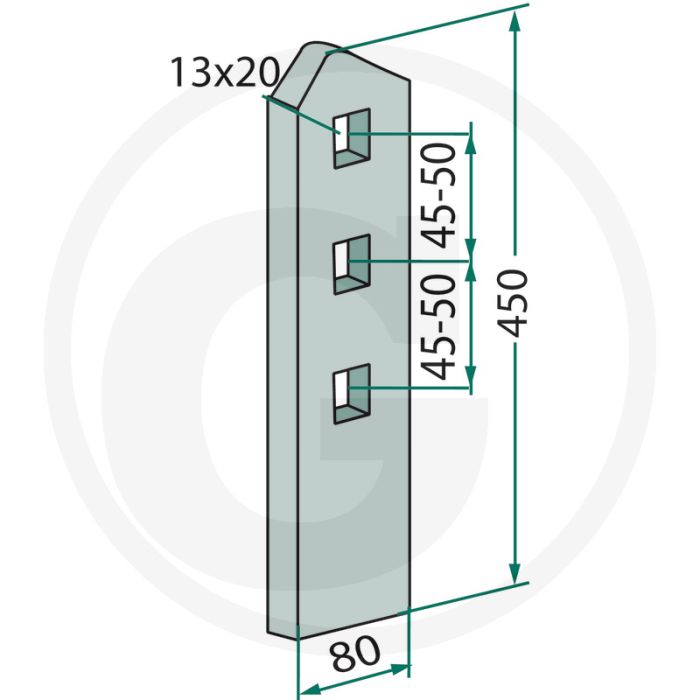 Walsplaat 450 x 80 x 8 trio t, quadro, vector, rebell classic