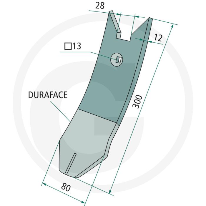 Pointe de cisaillement "delta flex" revêtue - dimensions : 300 x 80 x 12 mm