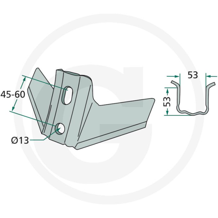 Vleugelschaar - werkbreedte 300mm, gatafstand 45-60mm