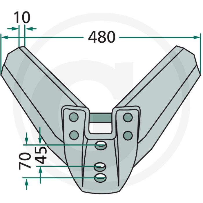 Vleugelschaar versterkte uitvoering, voor montage met 2-zijdige schaar - werkbreedte 480mm
