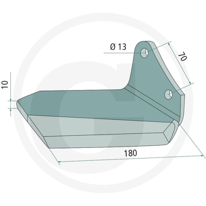 Vleugelschaar "delta flex", gecoat, links - werkbreedte 180mm