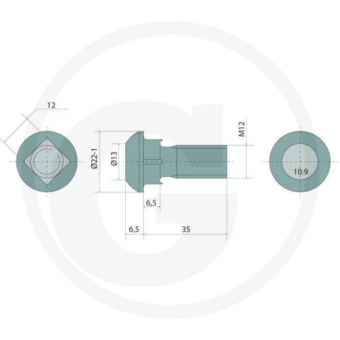 Boulon d'arrêt m12 x 1,75 x 35, classe de qualité 10,9