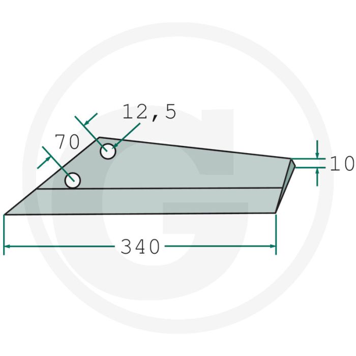 Ganzevoetbeitel rechts - werkbreedte 340mm