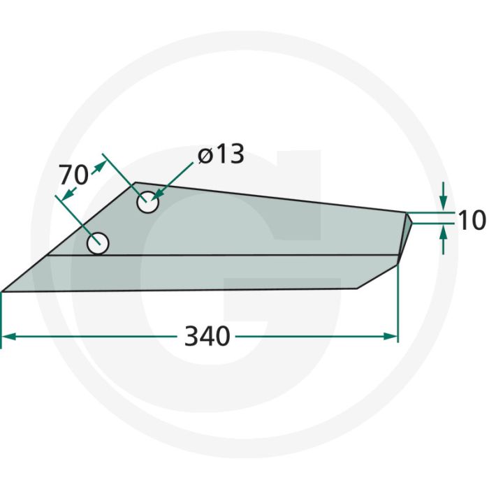 Ganzevoetbeitel links - werkbreedte 340mm
