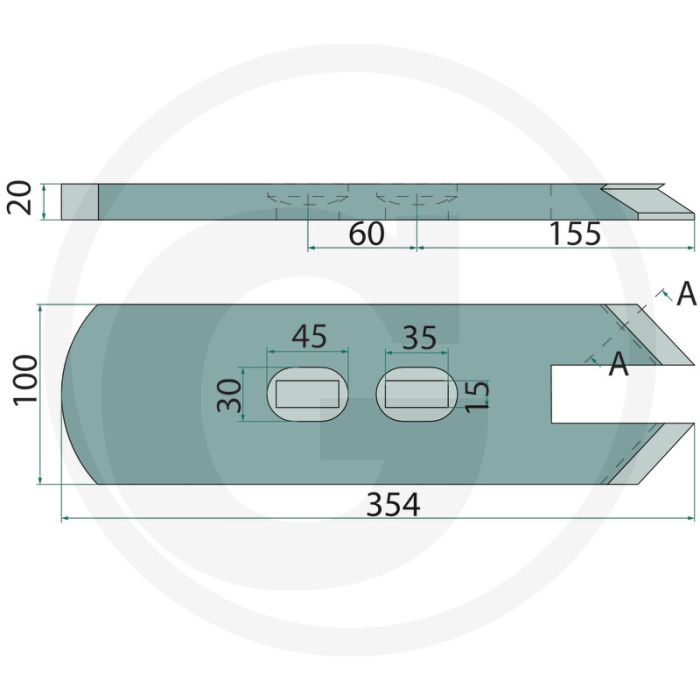 Heavy duty schaarpunt met hardgesoldeerde hardmetalen slijtplaat - afmetingen: 100 x 40 x 20 mm Heavy duty schaarpunt met hardgesoldeerde hardmetalen slijtplaat - afmetingen: 100 x 40 x 20 mm