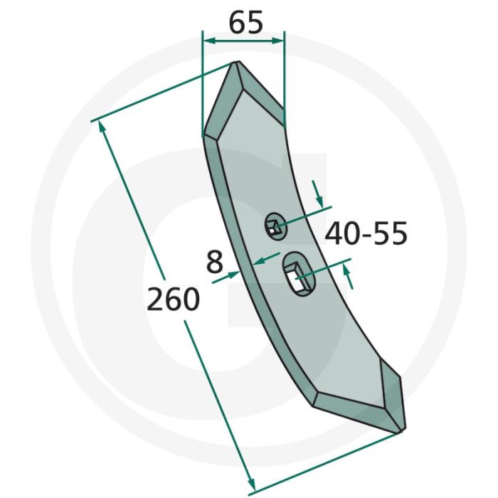 Beitel radius: 235 - werkbreedte 65mm