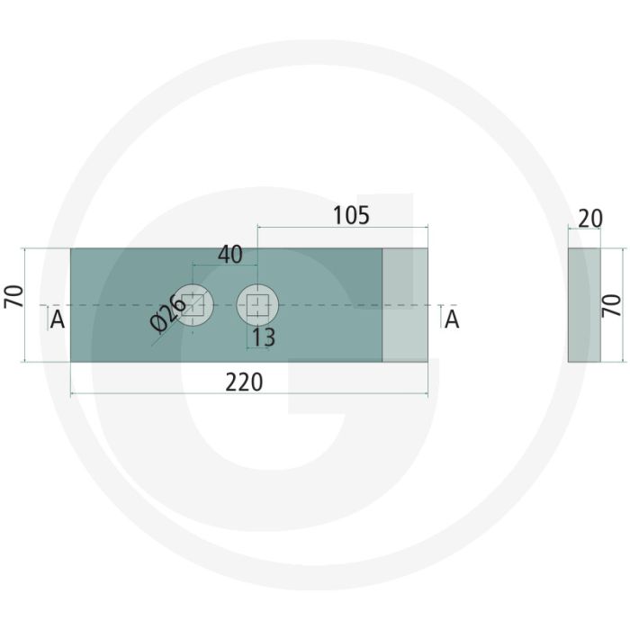 Hochbelastbare Scherspitze mit gelöteter Hartmetall-Verschleißplatte - Abmessungen: 70 x 20 mm Hochbelastbare Scherspitze mit gelöteter Hartmetall-Verschleißplatte - Abmessungen: 70 x 20 mm