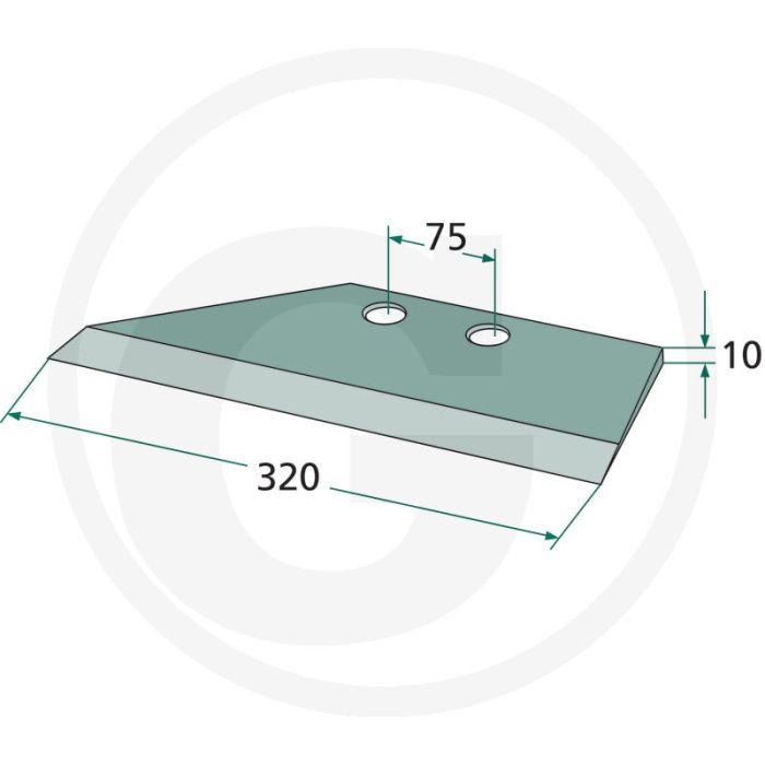 Ganzevoetbeitel links (oude uitvoering) - werkbreedte 320mm