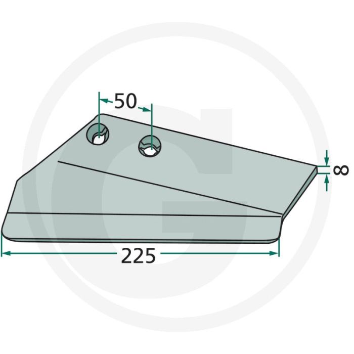 Vleugelschaar links - afmetingen: 255 x 8 mm