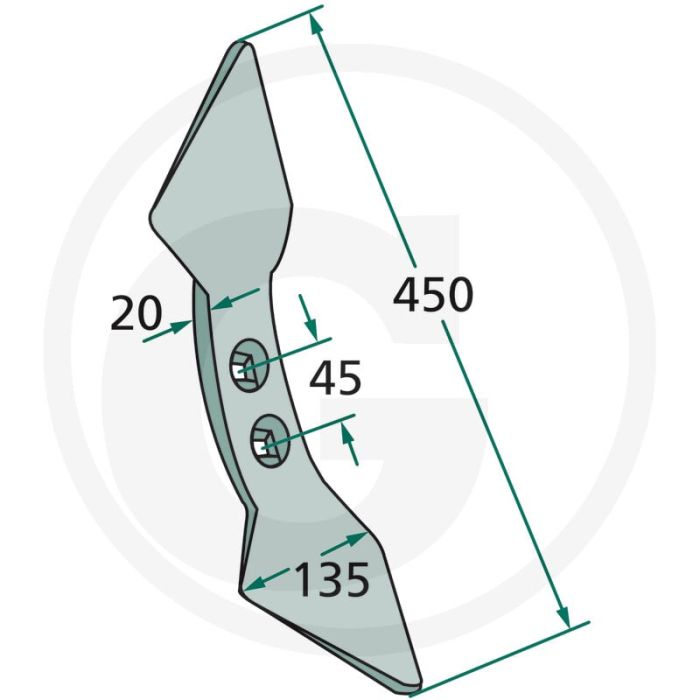 Tweezijdige beitel radius: 300 - constructiestaal 26 mn cr 6-3 - hv1 / 521