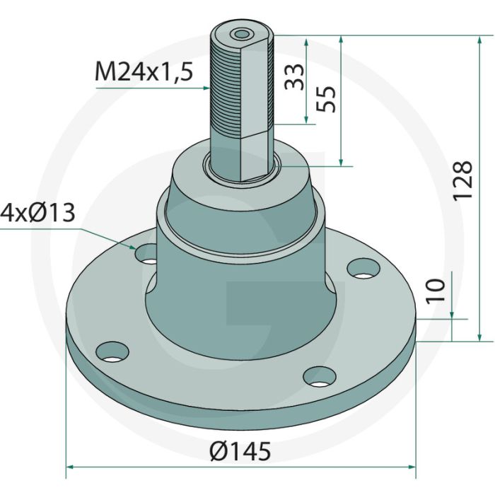 Lager - synkro, buiten-Ø: 145mm, draad: m24 x 1,5, gatafstand-Ø: 110mm