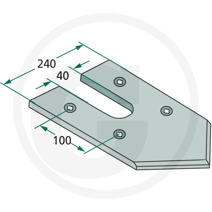 Burin plat - type : axe supérieur, largeur de travail : 240mm, espacement des trous : 100mm