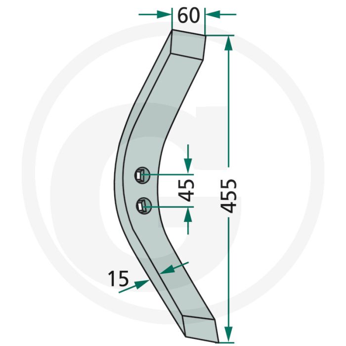 Beitel, smal - achat, thorit, 455 x 60 x 15 mm
