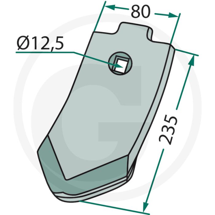 Schaarpunt s 8 p - afmetingen 235 x 80 x 15 mm