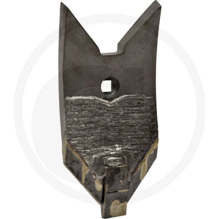 Heavy duty schaarpunt onderzijde gecoat met hardgesoldeerde hardmetalen slijtplaat - afmetingen: 260 x 120 x 10 mm Heavy duty schaarpunt onderzijde gecoat met hardgesoldeerde hardmetalen slijtplaat - afmetingen: 260 x 120 x 10 mm