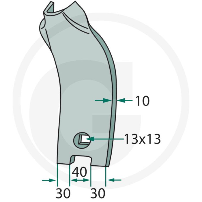 Geleideplaat midden - type: smaragd - afmetingen (mm): dikte: 10