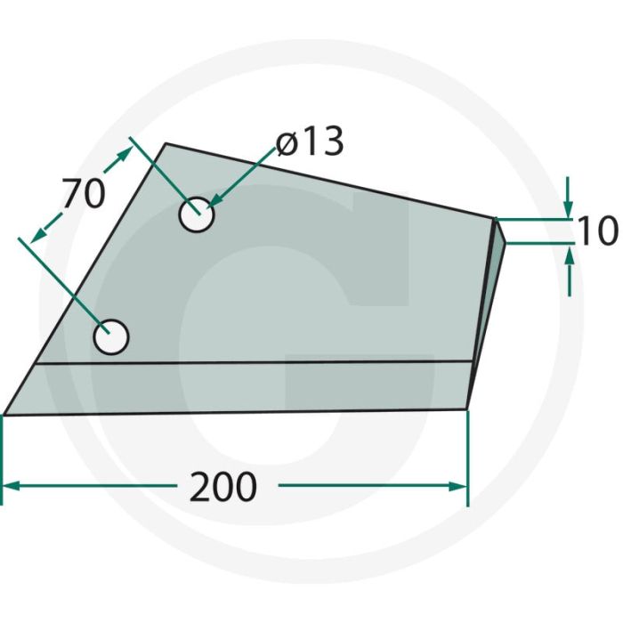 Ganzevoetbeitel links - topas, 200 x 10 mm, fl 20