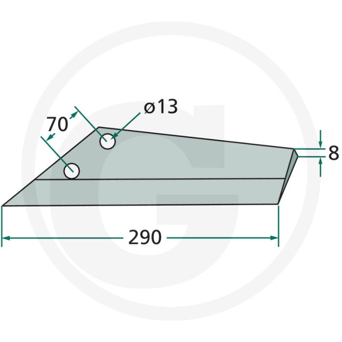 Ganzevoetbeitel rechts - werkbreedte 290mm