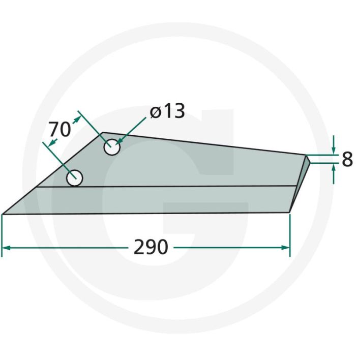 Ganzevoetbeitel links - werkbreedte 290mm