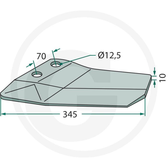 Vleugelschaar links - fl 35 d, 345 x 10 mm, lemken