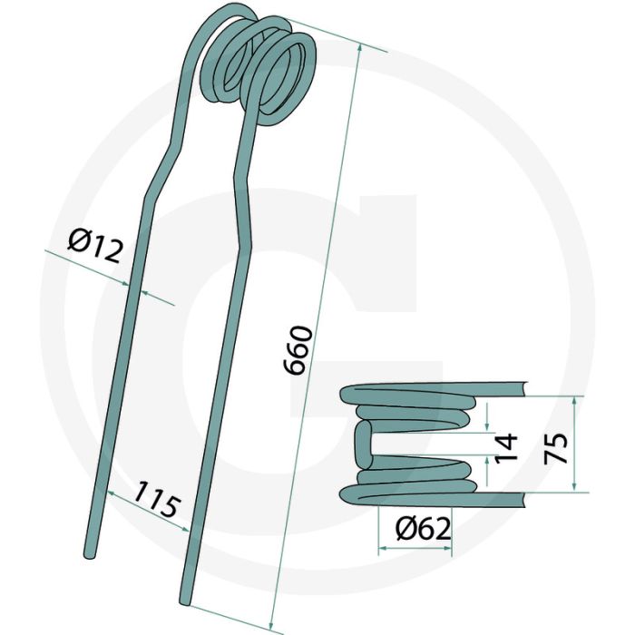 Eggetand 660 x 12 mm rubin