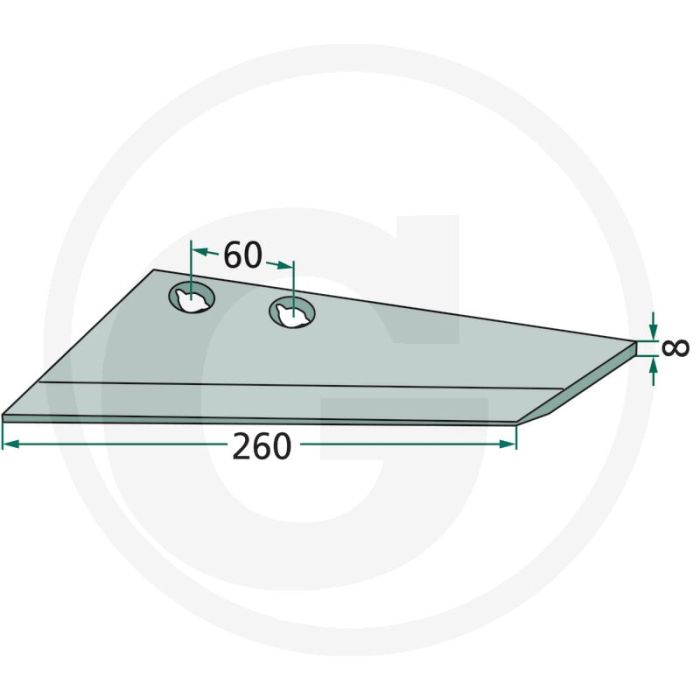 Vleugelschaar links - werkbreedte 260mm