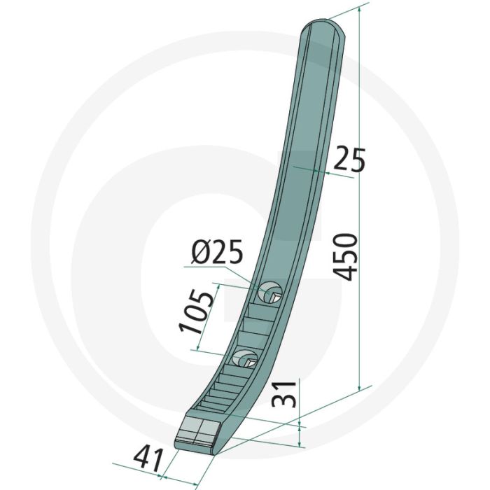 Heavy duty beitel, smal met hardgesoldeerde hardmetalen slijtplaat - type: synkro 25x41x450mm Heavy duty beitel, smal met hardgesoldeerde hardmetalen slijtplaat - type: synkro 25x41x450mm