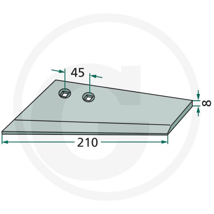 Vleugelschaar links - werkbreedte 210mm