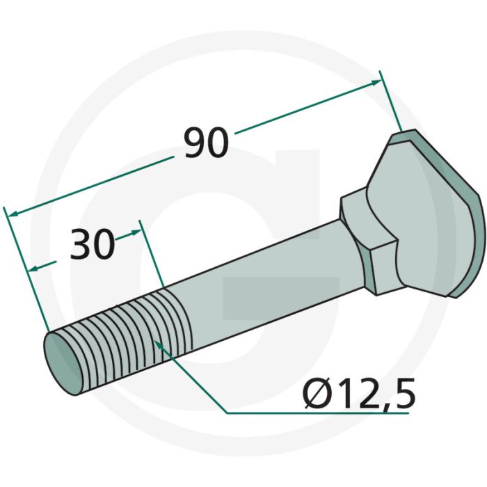 Ploegbout m12 x 90 8.8 voor rabe cultivatoren