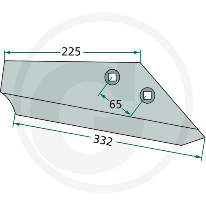 Vleugelschaar rechts - werkbreedte 332mm