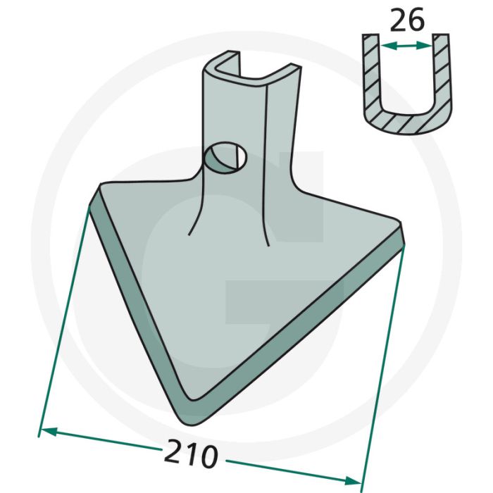Beitel voor driebalksframe - afmetingen: 210 x 6 mm