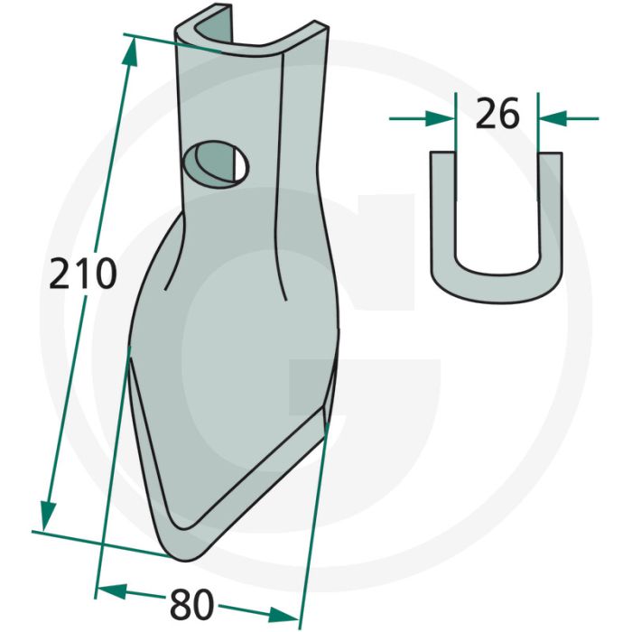 Schaar voor rumptstad cultivator 210x80x6 mm