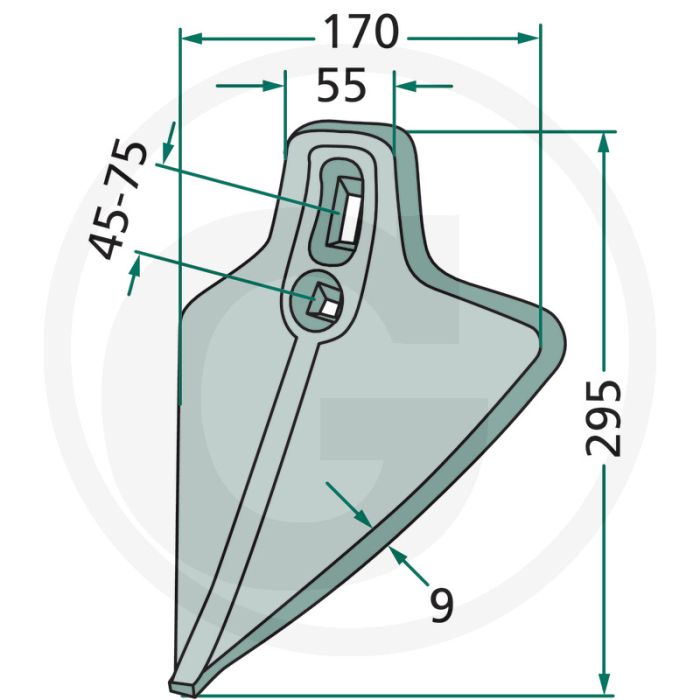 Beitel gesmeed - passend voor amazone - 295 x 170 x 9 mm