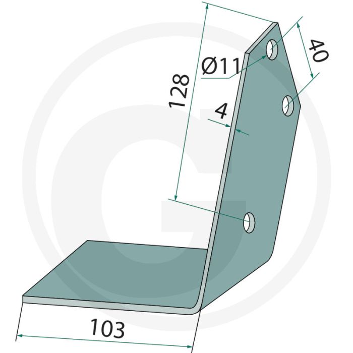 Vleugelschaar links - werkbreedte 103mm