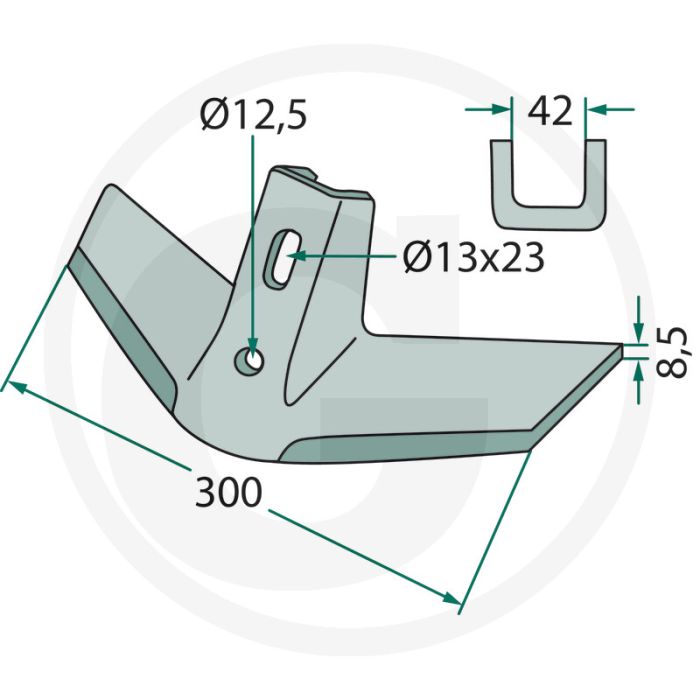 Vleugelschaar - werkbreedte 300mm