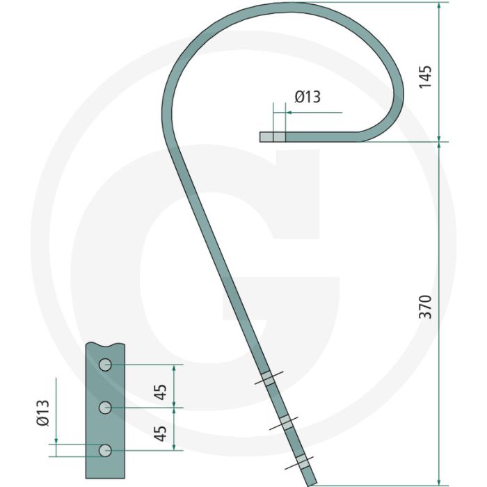 Sleepbalktanden - swift, ferox, tiller - afmetingen (mm): 45x10