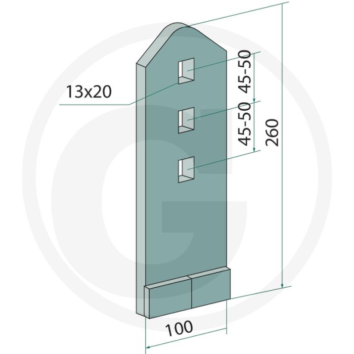 Heavy duty hardmetalen slijtdeel - werkbreedte 100mm Heavy duty hardmetalen slijtdeel - werkbreedte 100mm