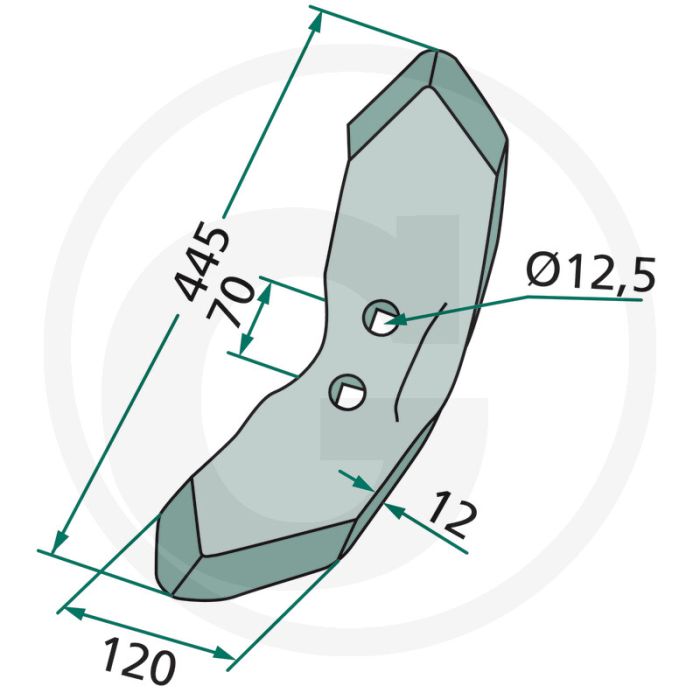 Burin avant 445x120x12mm Burin avant 445x120x12mm