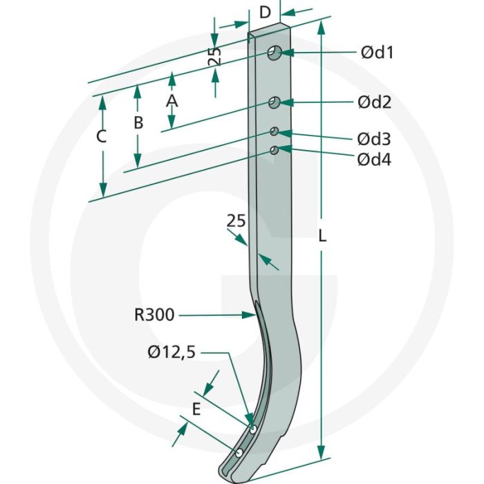 Cultivatortand, zwaar - l: 720mm