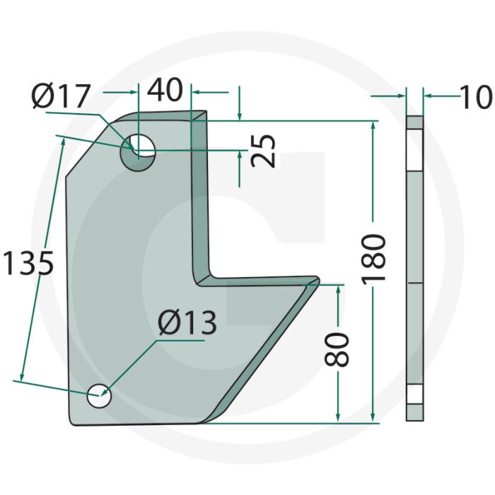 Halterset (2 Stück) für 100 mm Rahmen - für Vorbau 60 x 25, mit Ø: 17 Bohrung