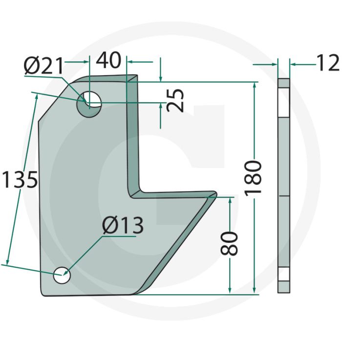 Houderset (2 stuks) voor 100 mm frame - voor steel 60 x 25, met Ø: 21 boring