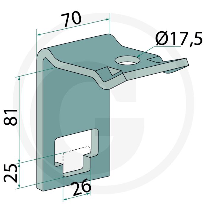 Houder voor tanden 25 x 25 - frame 80 x 80